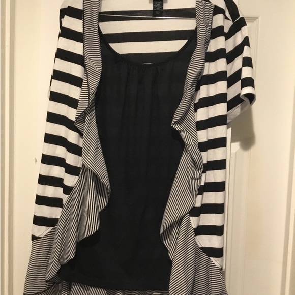 Lanebryant Women Out Shirt Black/White, Inner Shirt Black Sz 18/20 - Picture 4 of 5